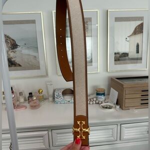 Tory Burch brown and canvas belt